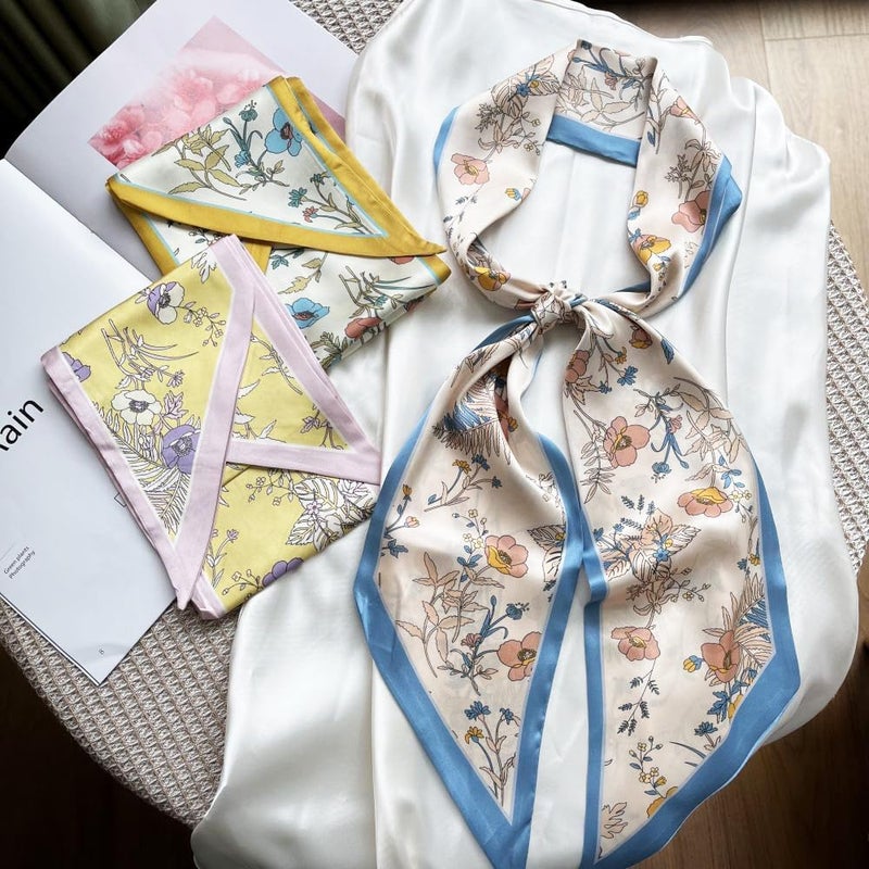 FONYVE Silk Head Scarf for Hair Fashion Headwrap for Women Lightweight Neck Tie - Image 5